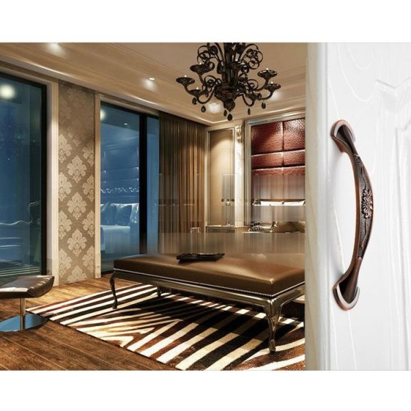 5 PCS 6026A-96 European Style Zinc Alloy Cabinet Wardrobe Drawer Door Handle, Hole Spacing: 96mm (Red Bronze) - Image 6