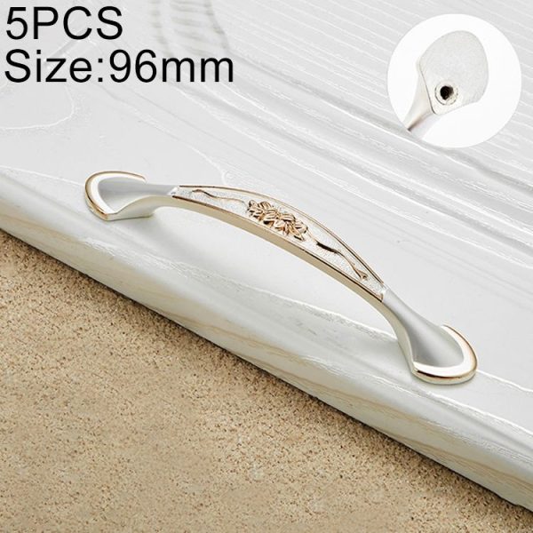 5 PCS 6026-96 European Style Zinc Alloy Cabinet Wardrobe Drawer Door Handle, Hole Spacing: 96mm (Gold+Silver)