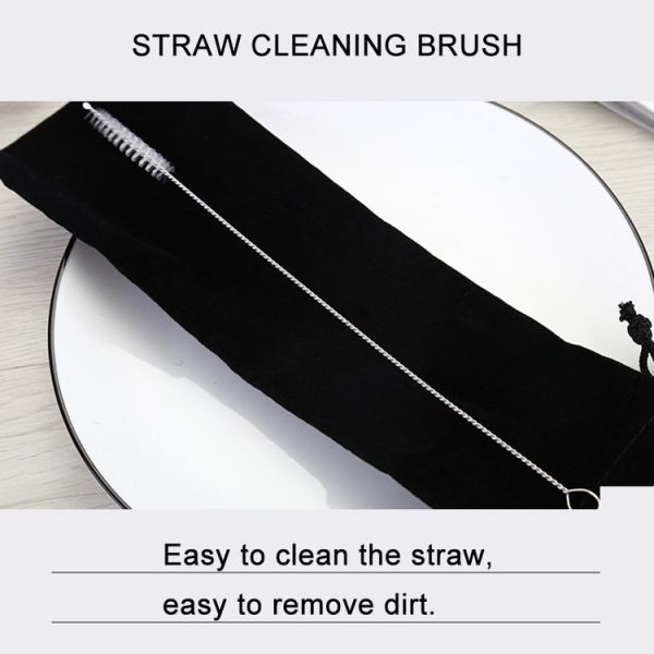 8pcs Reusable Silicone Tips Stainless Steel Drinking Straws + 2pcs Cleaner Brushes Set Kit with Cashmere Bag, 215*6mm - Image 5