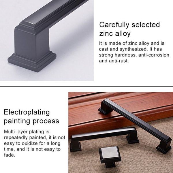 2 PCS 6609-128 Zinc Alloy Cabinet Wardrobe Drawer Door Handle, Hole Spacing: 128mm (Matte Black) - Image 3
