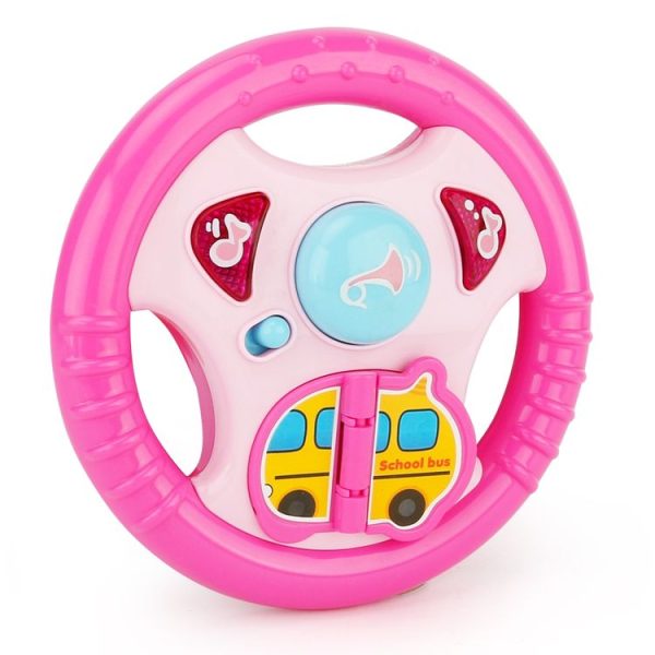 Brettbble Cartoon Baby Child Early Education Steering Wheel Music Toys with LED Light (Pink)
