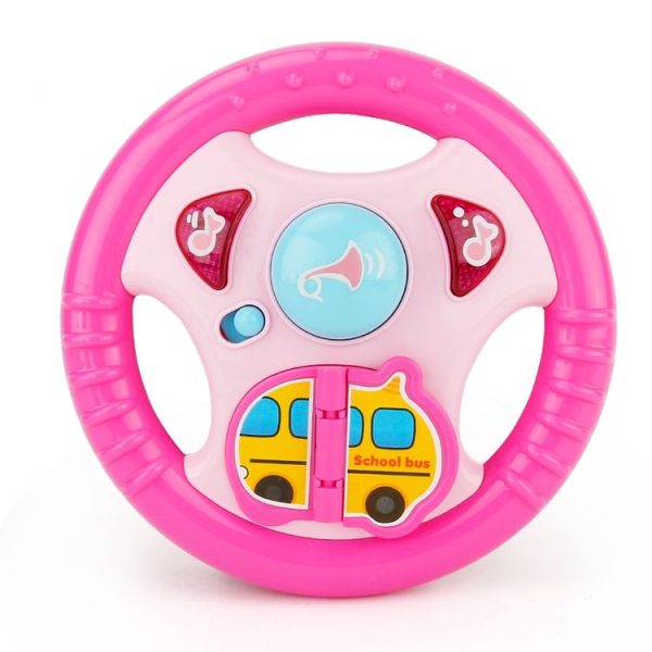 Brettbble Cartoon Baby Child Early Education Steering Wheel Music Toys with LED Light (Pink) - Image 2