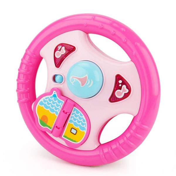 Brettbble Cartoon Baby Child Early Education Steering Wheel Music Toys with LED Light (Pink) - Image 3