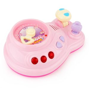 Brettbble Cartoon Baby Child Early Education Music Car Console Toys with LED Light (Pink)