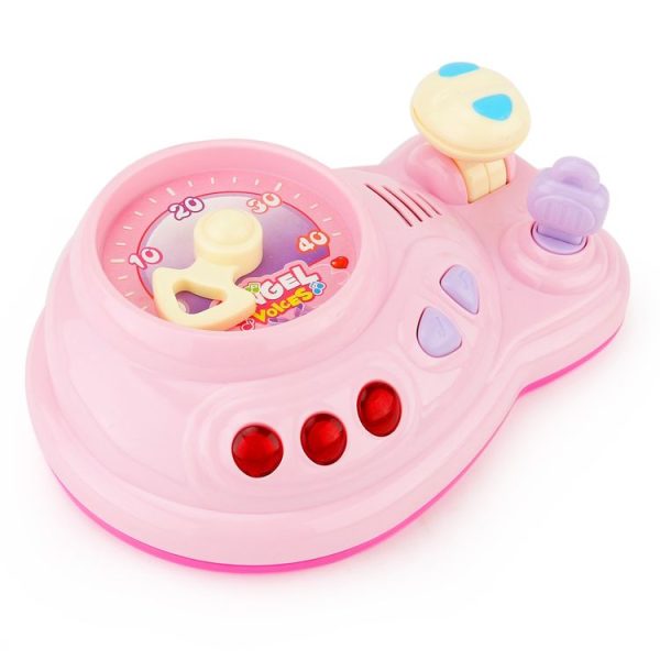 Brettbble Cartoon Baby Child Early Education Music Car Console Toys with LED Light (Pink)