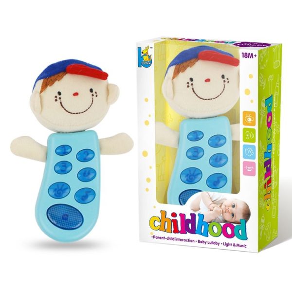 Brettbble Cartoon Baby Child Early Education Plush Doll Phone Music Toys with LED Light (Blue) - Image 5
