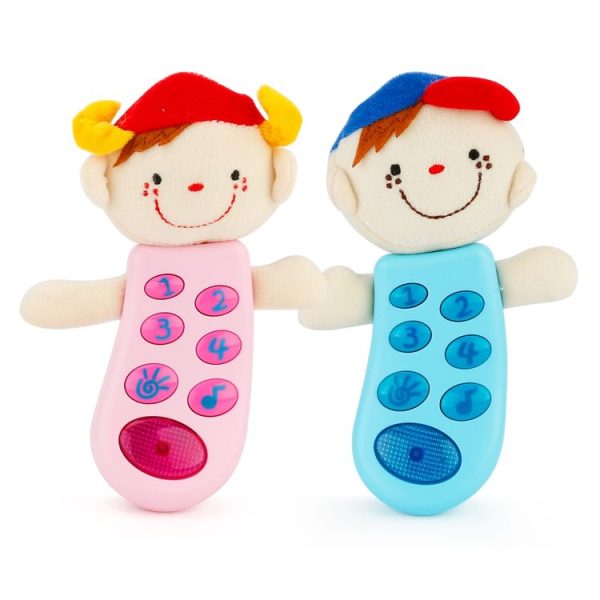 Brettbble Cartoon Baby Child Early Education Plush Doll Phone Music Toys with LED Light (Blue) - Image 6