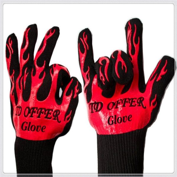 2 Layer Fire Protection Portable Silicone Anti-skidding High Temperature Resistance Cooking Baking Barbecue Gloves - Image 2