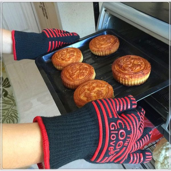 2 Layer Fire Protection Portable Silicone Anti-skidding High Temperature Resistance Cooking Baking Barbecue Gloves - Image 8