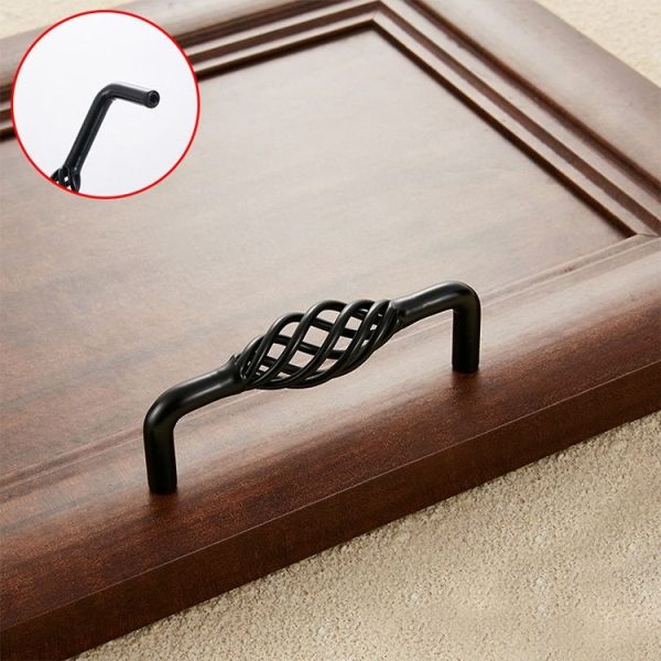 5 PCS 6098-96 Classic Birdcage Shape Iron Cabinet Wardrobe Drawer Door Handle, Hole Spacing: 96mm (Matte Black) - Image 2