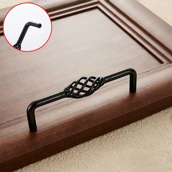 3 PCS 6098-160 Classic Birdcage Shape Iron Cabinet Wardrobe Drawer Door Handle, Hole Spacing: 160mm (Matte Black) - Image 2
