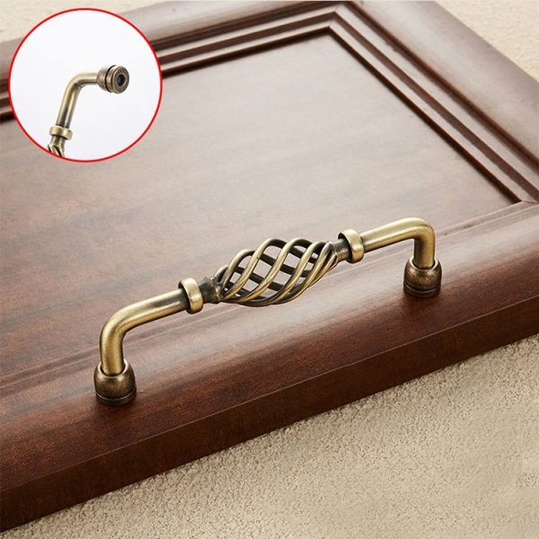 3 PCS 6099-96 Classic Birdcage Shape Iron Cabinet Wardrobe Drawer Door Handle, Hole Spacing: 96mm (Bronze) - Image 2