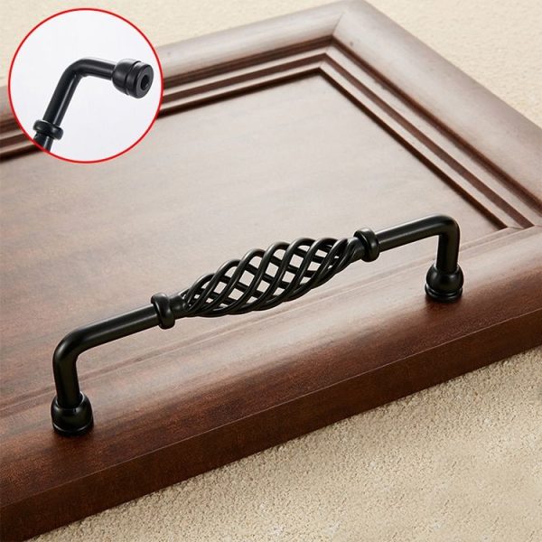 3 PCS 6099-96 Classic Birdcage Shape Iron Cabinet Wardrobe Drawer Door Handle, Hole Spacing: 96mm (Matte Black) - Image 2