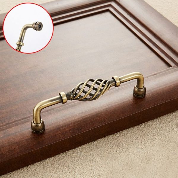 3 PCS 6099-128 Classic Birdcage Shape Iron Cabinet Wardrobe Drawer Door Handle, Hole Spacing: 128mm (Bronze) - Image 2