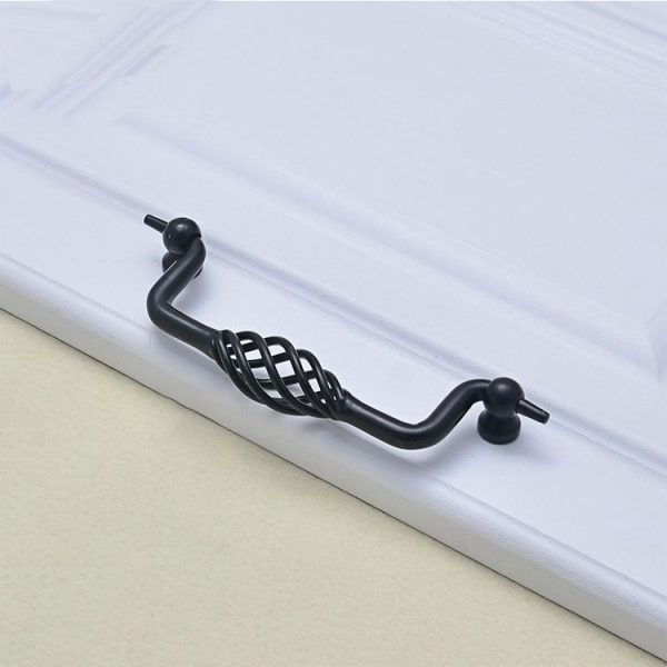 3 PCS 6100-96 Classic Birdcage Shape Iron Cabinet Wardrobe Drawer Door Handle, Hole Spacing: 96mm (Matte Black) - Image 2