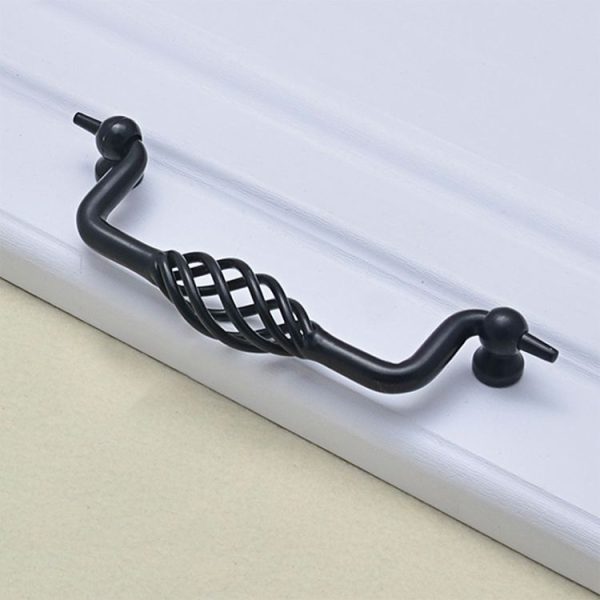 2 PCS 6100-128 Classic Birdcage Shape Iron Cabinet Wardrobe Drawer Door Handle, Hole Spacing: 128mm (Matte Black) - Image 2