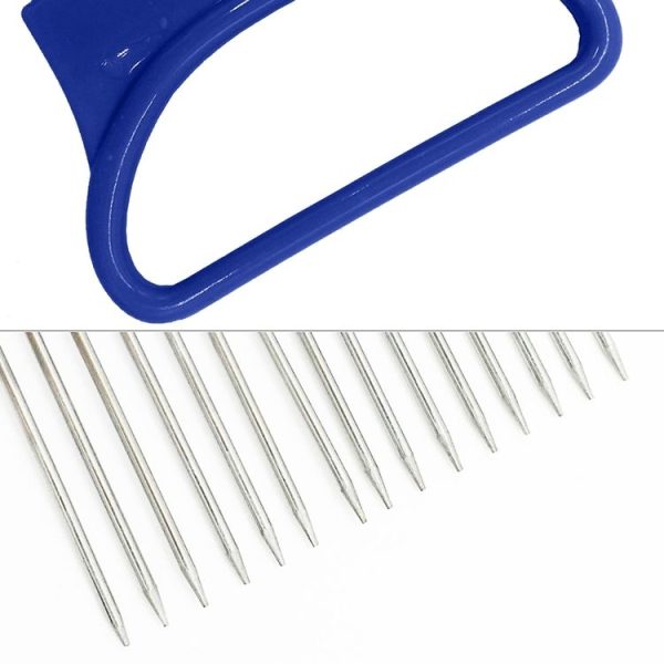 Stainless Steel Vegetable Onion Cutter Holder Meat Needle Kitchen Tools (Blue) - Image 4