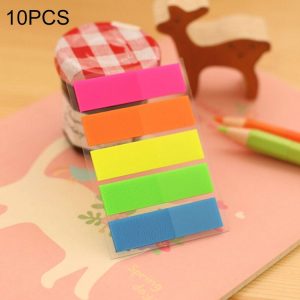10 PCS Full Color Type Creative Fluorescence Classification Indexes Paste Sticks PET Bookmarks Sticky Note Stationeries