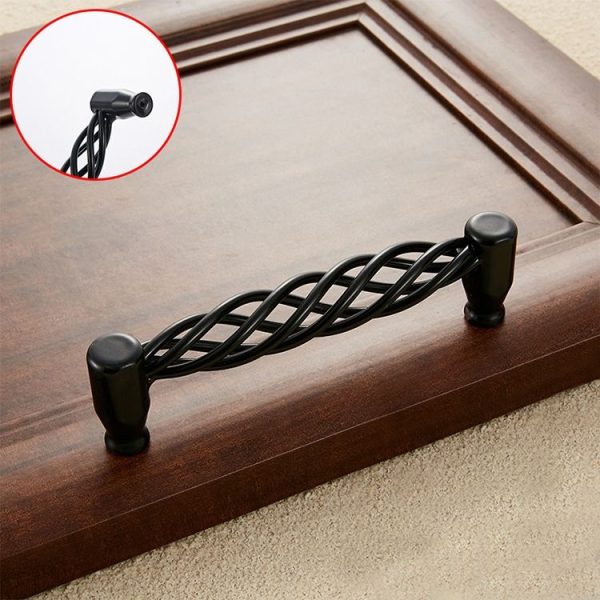 2 PCS 6101-128 Classic Birdcage Shape Iron Cabinet Wardrobe Drawer Door Handle, Hole Spacing: 128mm (Matte Black) - Image 2