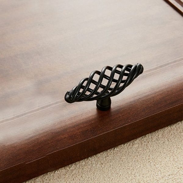 5 PCS 6103 Single Hole Classic Birdcage Shape Iron Cabinet Wardrobe Drawer Door Handle (Matte Black) - Image 2