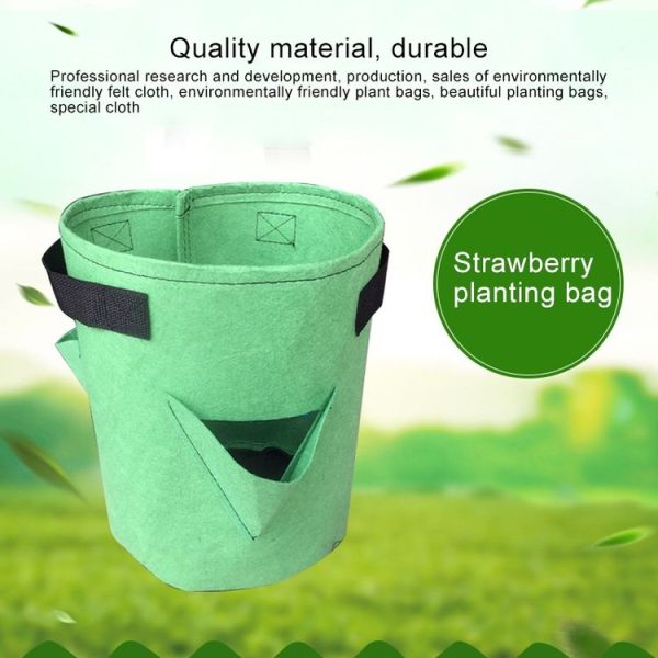 6 Pockets 26L / 7 Gallon Non-woven Felt Strawberry Planting Bag, Size: 30X35cm (Black) - Image 5