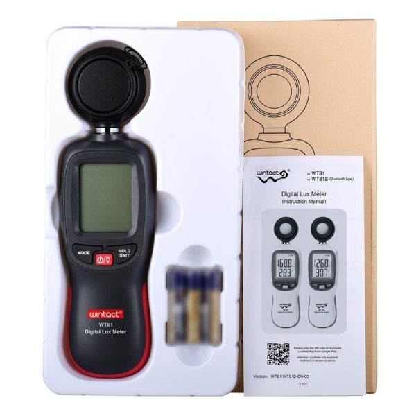 Wintact WT81 Digital Light Lux Meter for Factory / School / House Various Occasion, Range: 0-200, 000 Lux (Black) - Image 5