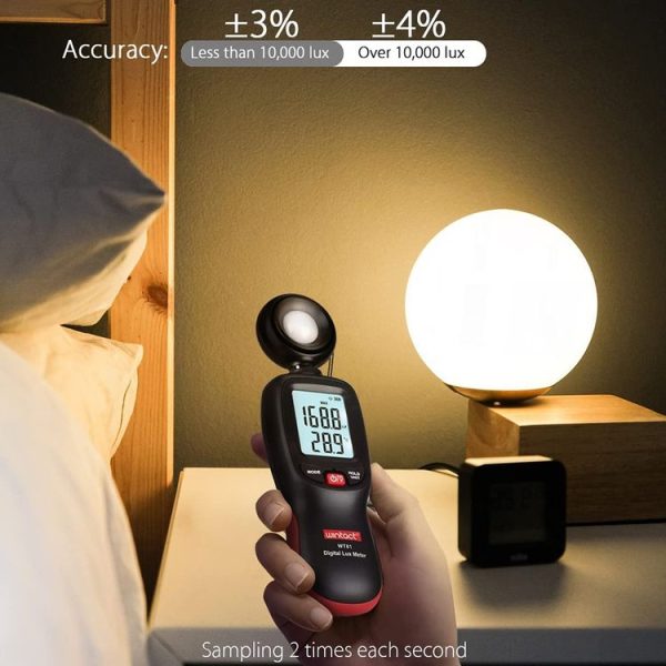 Wintact WT81 Digital Light Lux Meter for Factory / School / House Various Occasion, Range: 0-200, 000 Lux (Black) - Image 9
