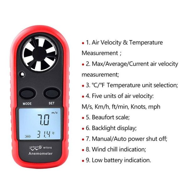 Wintact WT816 Digital Electronic Thermometer Anemometer - Image 4