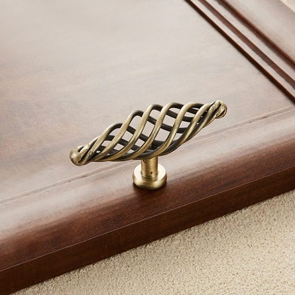 5 PCS 6103 Single Hole Classic Birdcage Shape Iron Cabinet Wardrobe Drawer Door Handle (Bronze) - Image 2