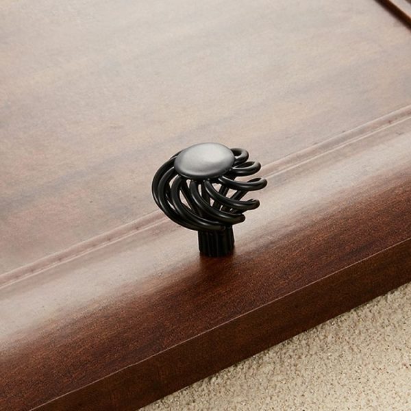 5 PCS 6109 Single Hole Classic Birdcage Shape Iron Cabinet Wardrobe Drawer Door Handle (Matte Black) - Image 2