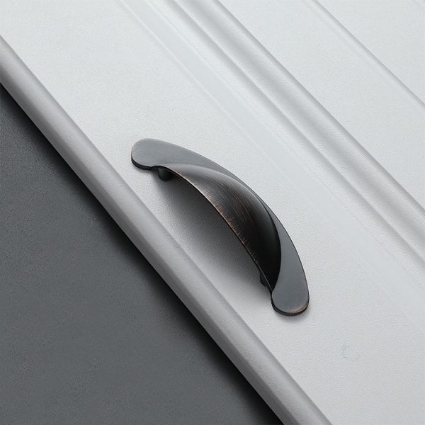 5 PCS 6610-64 Blackening Red Bronze Half-moon Shape Zinc Alloy Cabinet Drawer Handle, Hole Spacing: 64mm - Image 2
