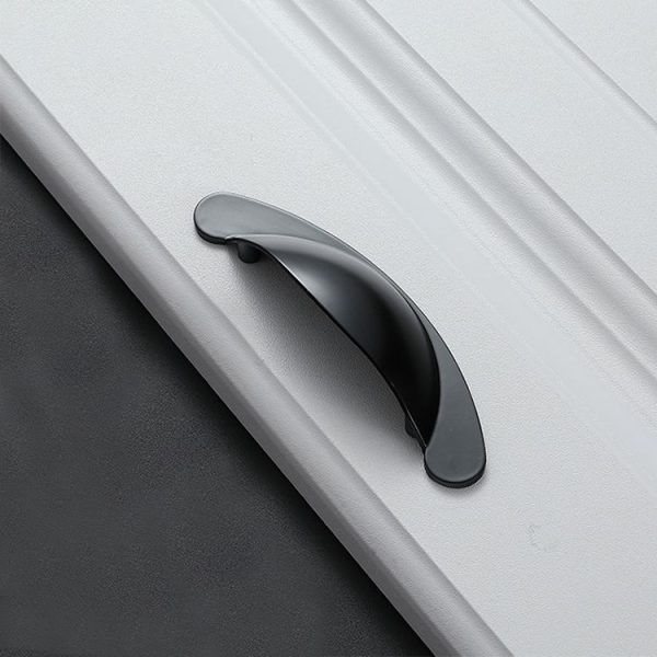 5 PCS 6610-64 Matte Black Half-moon Shape Zinc Alloy Cabinet Drawer Handle, Hole Spacing: 64mm - Image 2