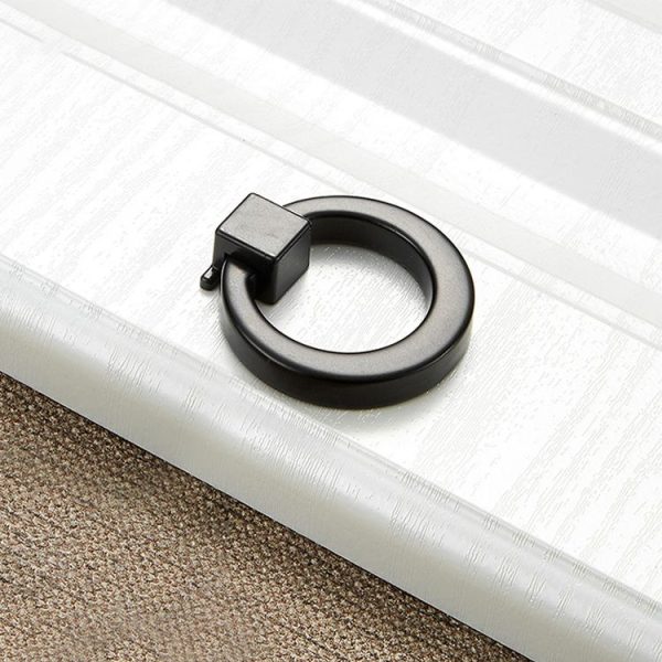 5 PCS 4201 Black Single Hole Zinc Alloy Ring Round Handle for Cabinet Wardrobe Drawer Door - Image 2