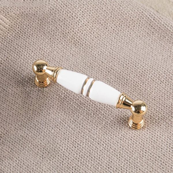 3 PCS 5023-96K Gold White Zinc Alloy Ceramics Cabinet Wardrobe Drawer Door Handle, Hole Spacing: 96mm - Image 2