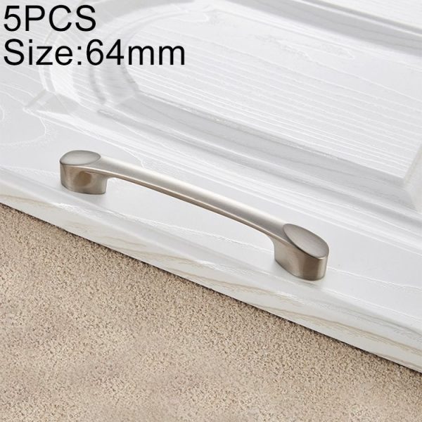 5 PCS 6225-64 Zinc Alloy Stainless Steel Nickel Wire Drawing Cabinet Wardrobe Drawer Door Handle, Hole Spacing: 64mm
