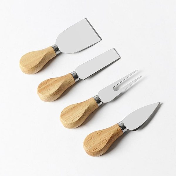 Kn603 4 in 1 Wooden Handle Stainless Steel Cheese Knife Baking Tool Set - Image 2