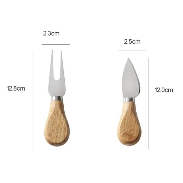 Kn603 4 in 1 Wooden Handle Stainless Steel Cheese Knife Baking Tool Set - Image 3