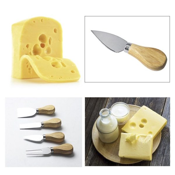 Kn603 4 in 1 Wooden Handle Stainless Steel Cheese Knife Baking Tool Set - Image 5