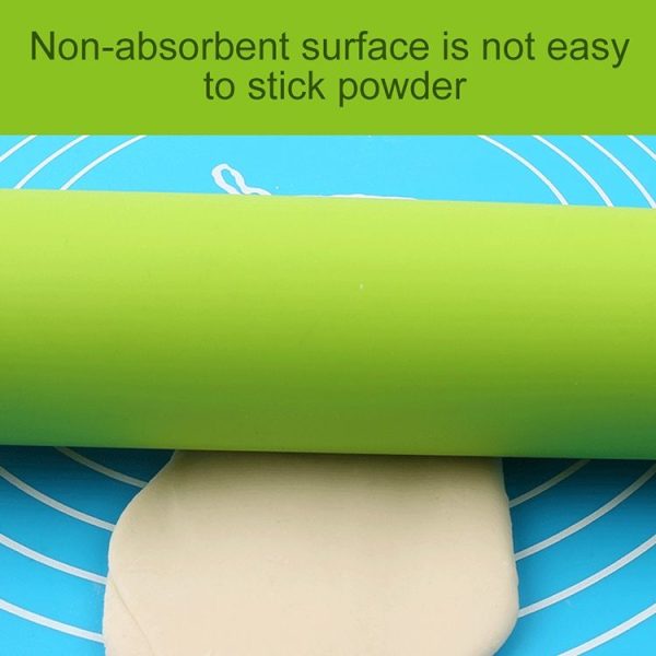 Kn055 Solid Wooden Handle Silicone Rolling Pin Non-stick Food Dumpling Stick, Length: 29cm, Random Color Delivery - Image 4