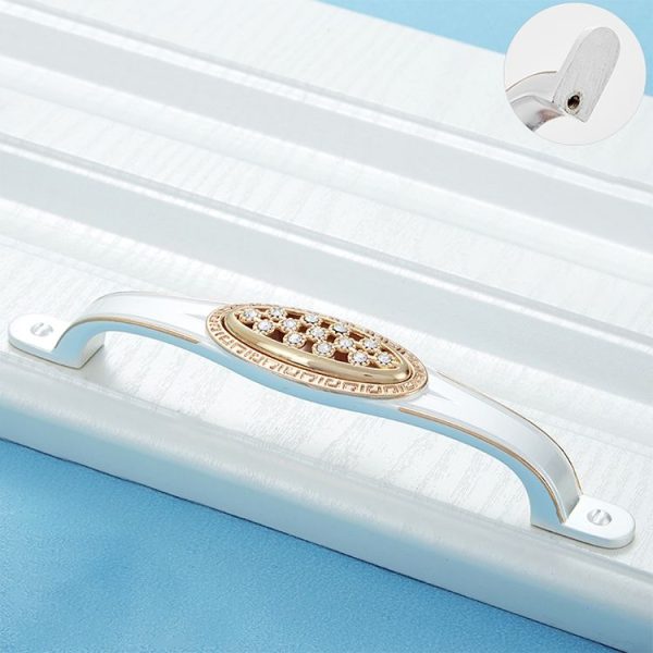 2 PCS 6552_128 Single Hole Silver Crystal Glass Diamond Drawer Cabinet Handle - Image 2