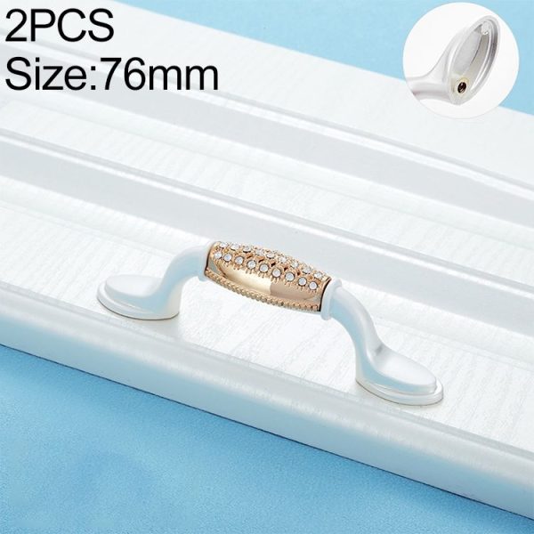 2 PCS 6554_76 Single Hole Silver Crystal Glass Diamond Drawer Cabinet Handle