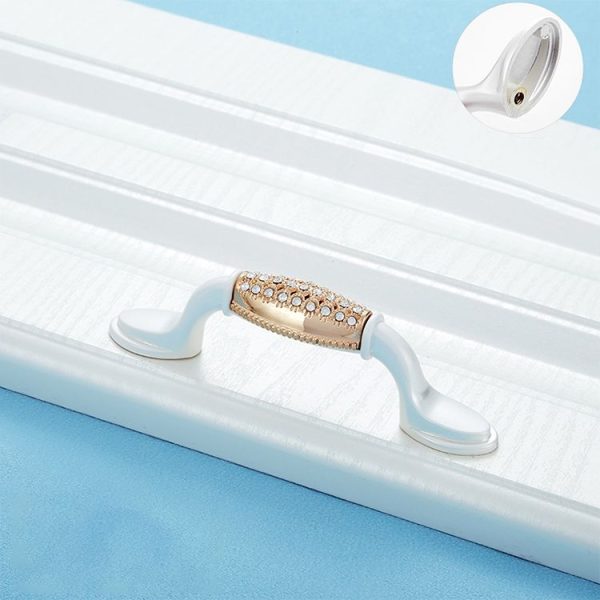 2 PCS 6554_76 Single Hole Silver Crystal Glass Diamond Drawer Cabinet Handle - Image 2