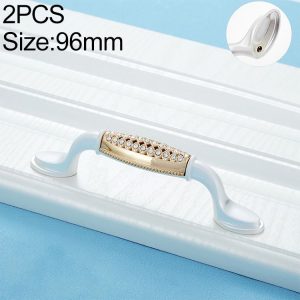 2 PCS 6554_96 Single Hole Silver Crystal Glass Diamond Drawer Cabinet Handle