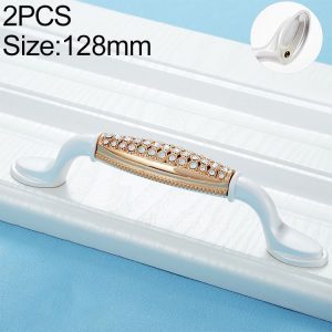 2 PCS 6554_128 Single Hole Silver Crystal Glass Diamond Drawer Cabinet Handle