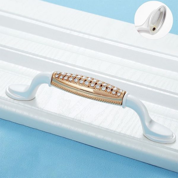 2 PCS 6554_128 Single Hole Silver Crystal Glass Diamond Drawer Cabinet Handle - Image 2