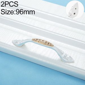 2 PCS 6557_96 Single Hole Silver Crystal Glass Diamond Drawer Cabinet Handle