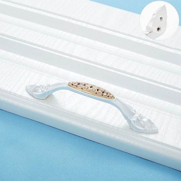 2 PCS 6557_96 Single Hole Silver Crystal Glass Diamond Drawer Cabinet Handle - Image 2