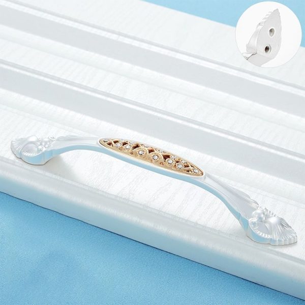 2 PCS 6557_128 Single Hole Silver Crystal Glass Diamond Drawer Cabinet Handle - Image 2