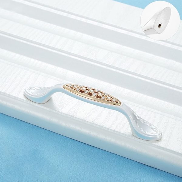 2 PCS 6559_96 Single Hole Silver Crystal Glass Diamond Drawer Cabinet Handle - Image 2