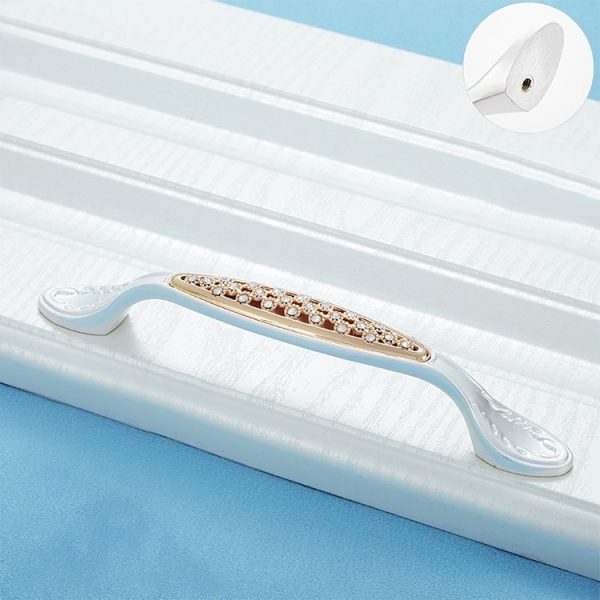 2 PCS 6559_128 Single Hole Silver Crystal Glass Diamond Drawer Cabinet Handle - Image 2